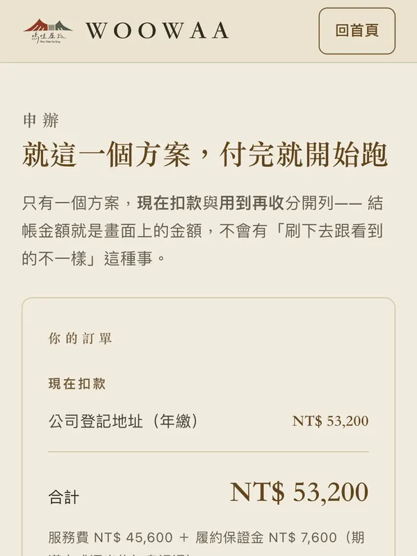 訂購頁:合計金額與付款按鈕